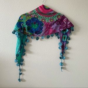 Desigual bright fringe scarf NWOT